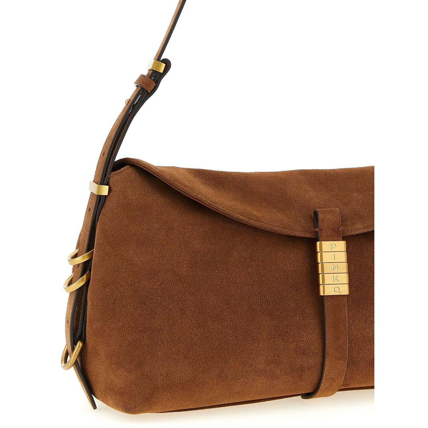 PINKO Brown Cowhide Shoulder Bag