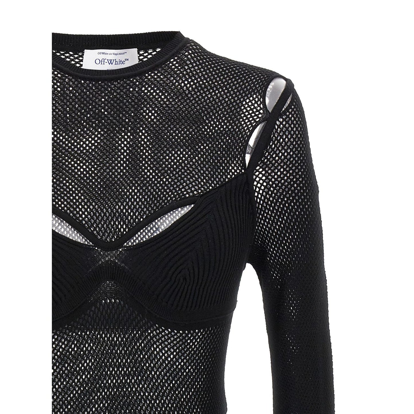 Off-White Black Viscose Tank Tops