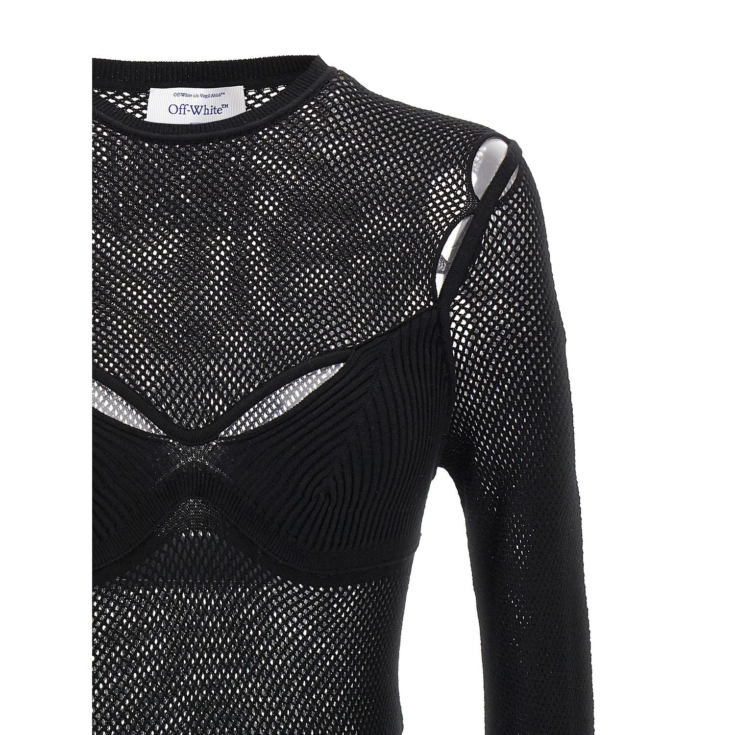 Off-White Black Viscose Tank Tops