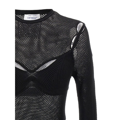 Off-White Black Viscose Tank Tops