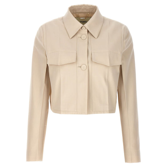 Fendi Beige Wool Full-Length Jacket