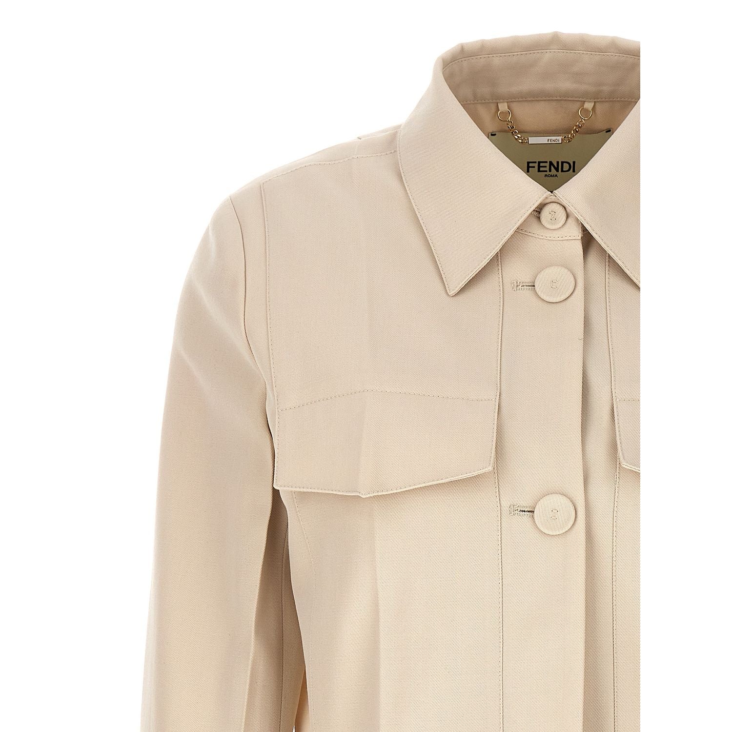 Fendi Beige Wool Full-Length Jacket