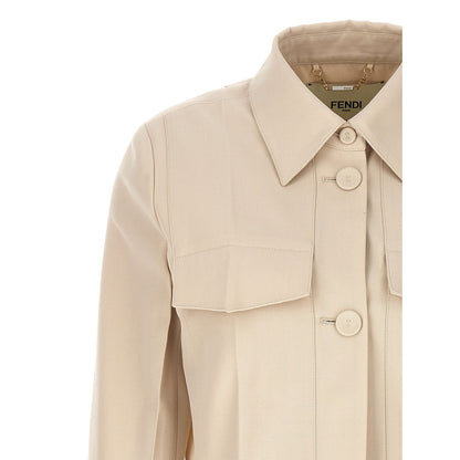 Fendi Beige Wool Full-Length Jacket
