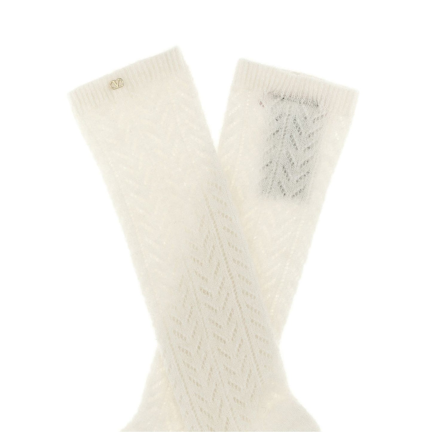 Valentino Garavani White Wool Socks