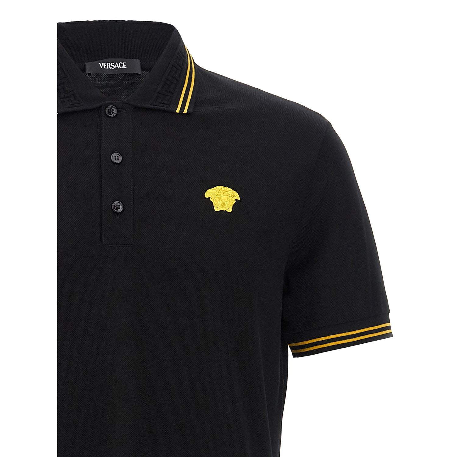 Versace Black Cotton Polo Shirt