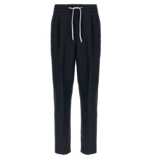 Brunello Cucinelli Blue Linen Casual Pants