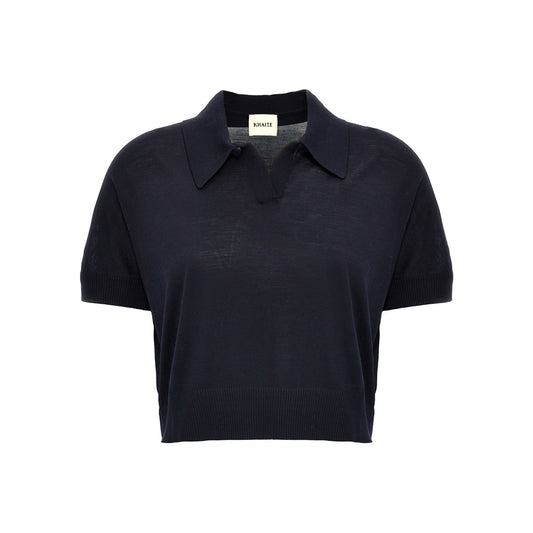 Khaite Blue Wool Shortsleeve Shirt
