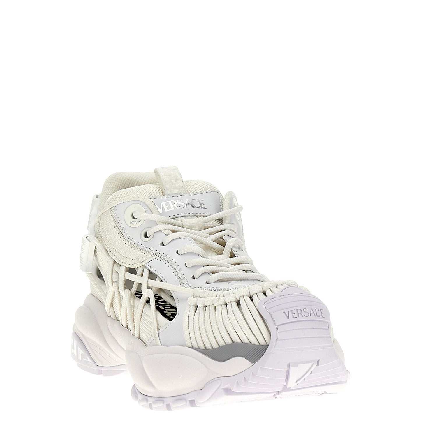 Versace White Calfskin Athletic Sneakers