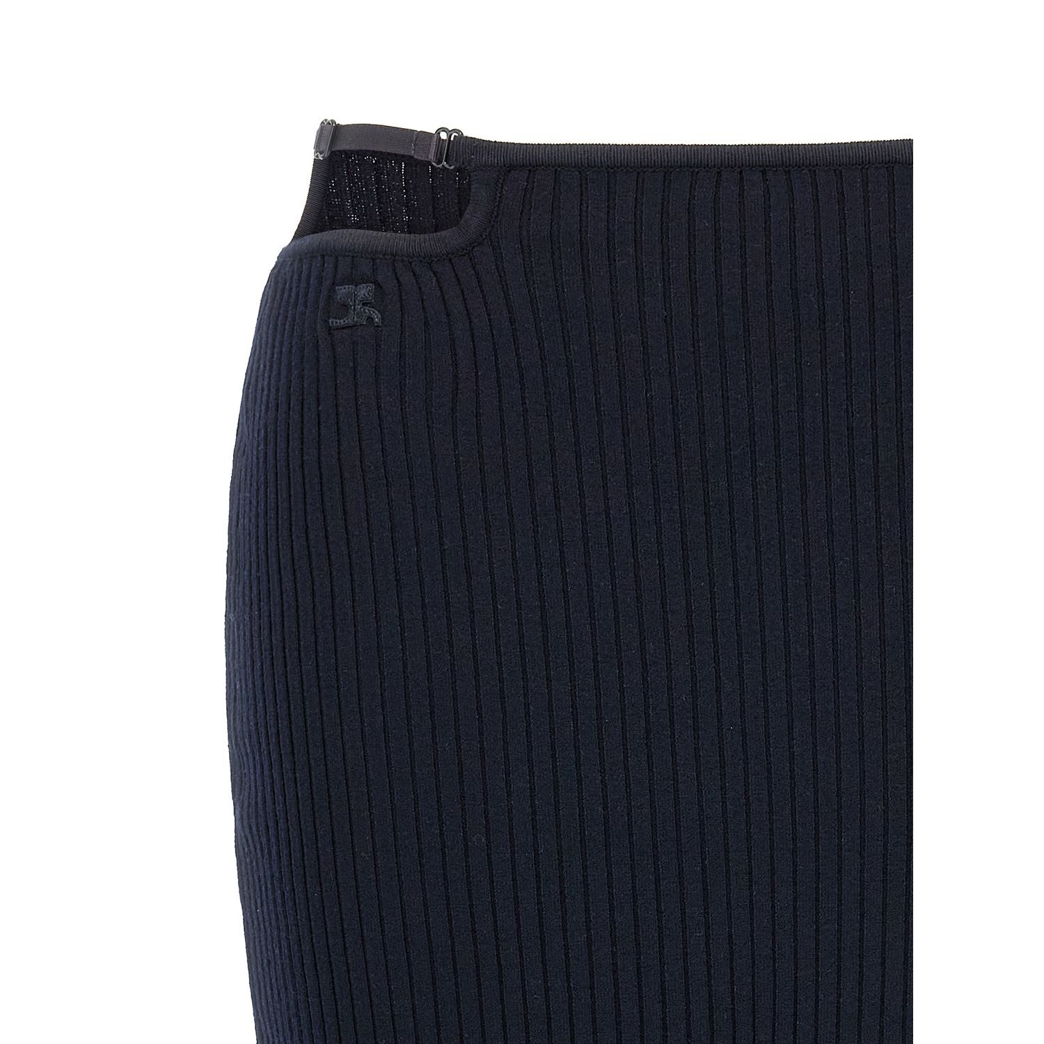 Courrèges Blue Viscose Midi Skirt