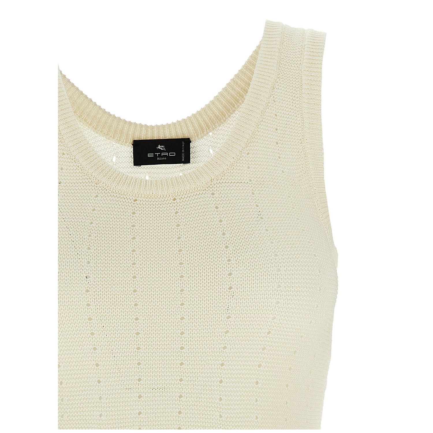 Etro White Silk Sleeveles T-Shirt