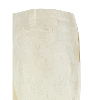 Fendi White Silk Casual Pants