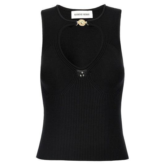 Marine Serre Black Viscose Tank Tops