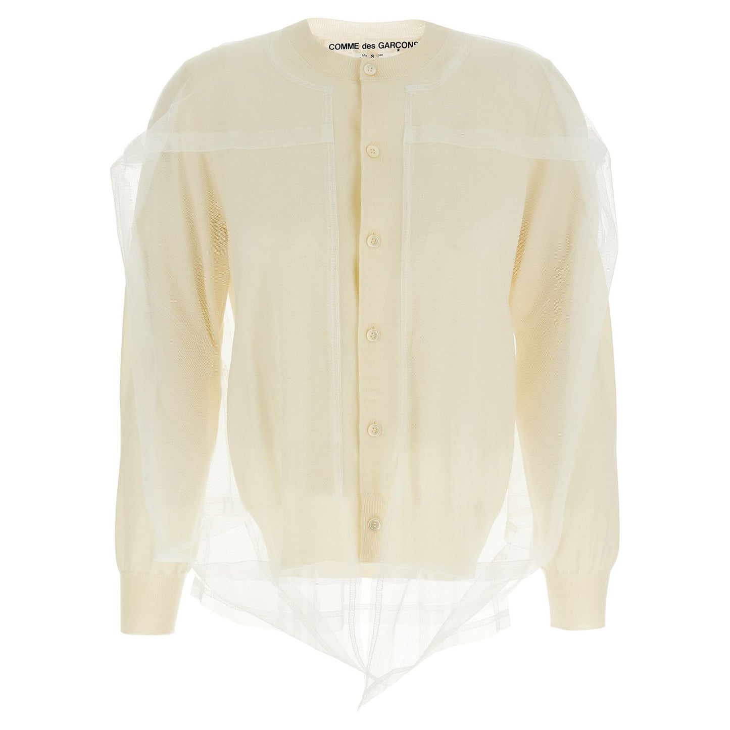Comme Des Garçons White Wool Cardigan