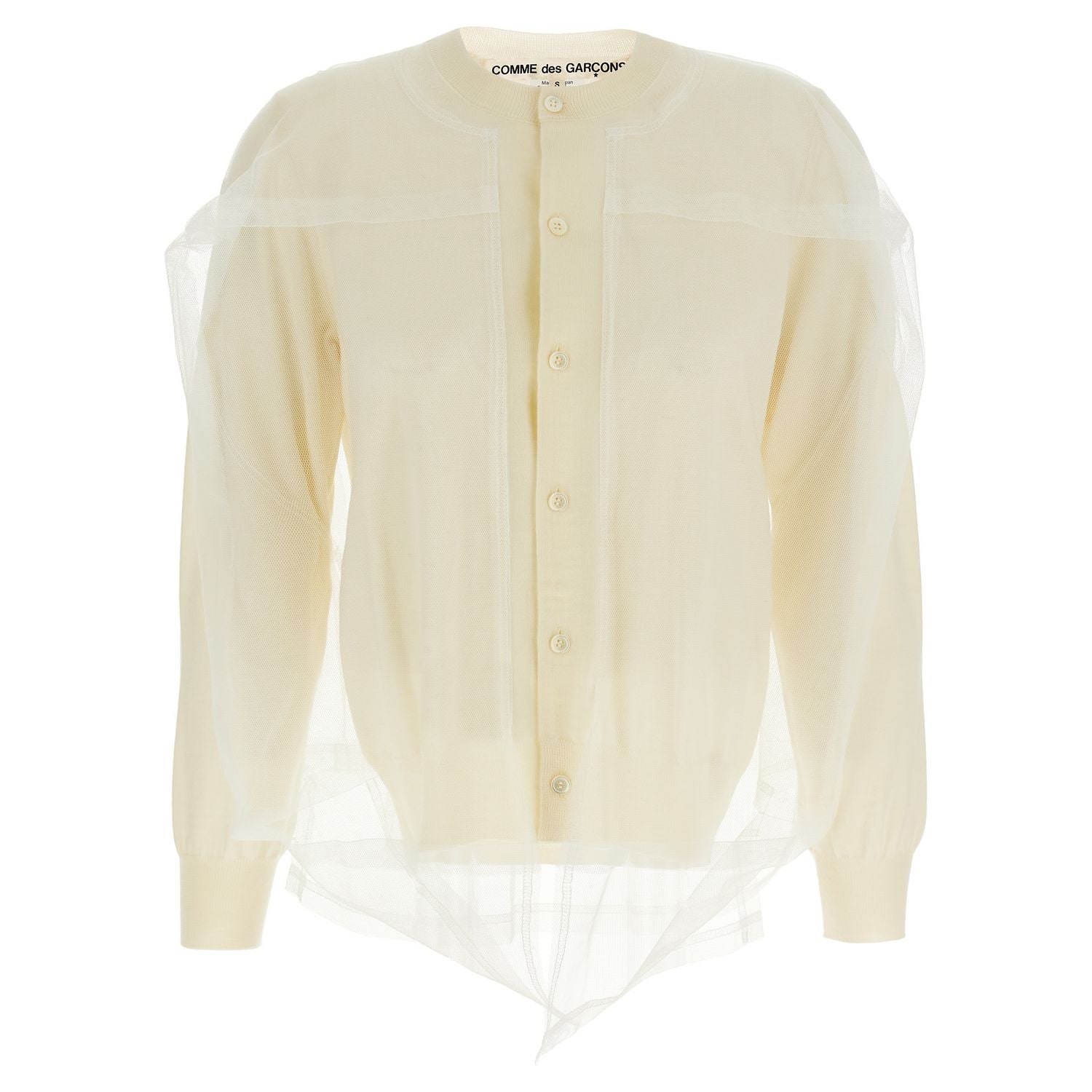 Comme Des Garçons White Wool Cardigan