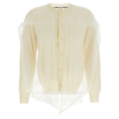 Comme Des Garçons White Wool Cardigan