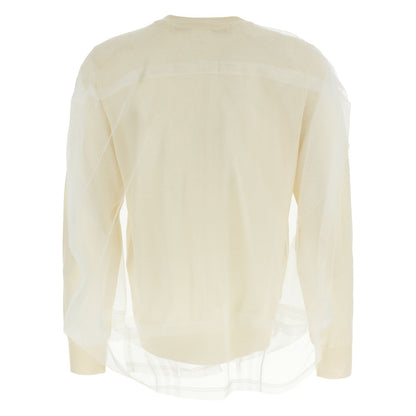 Comme Des Garçons White Wool Cardigan