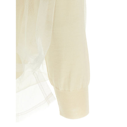 Comme Des Garçons White Wool Cardigan