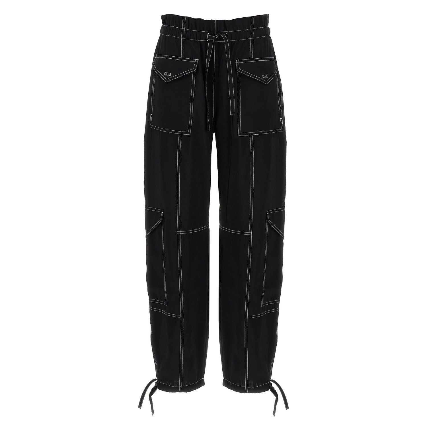 Ganni Black Viscose Casual Pants