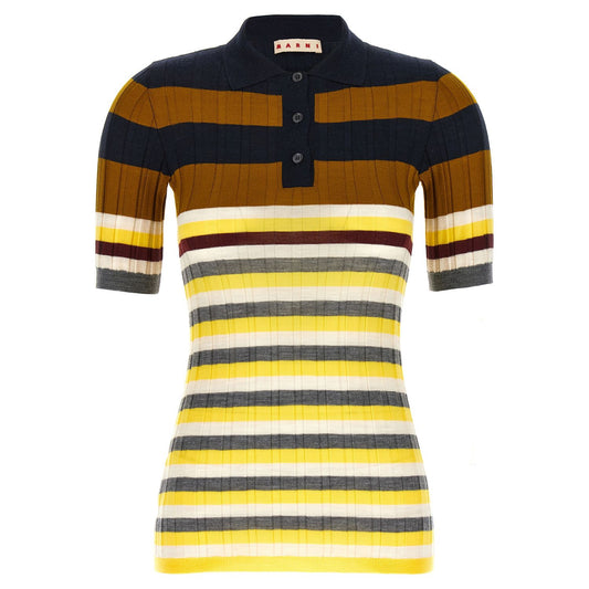 Marni Multicolor Virgin Wool Polo Shirt