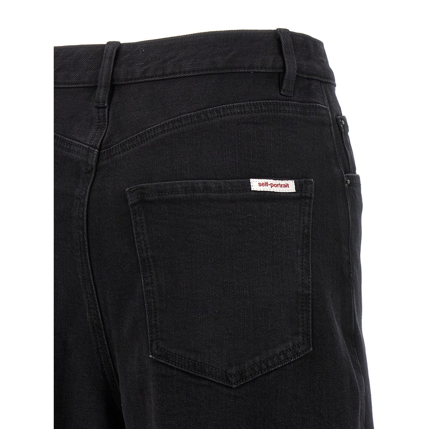 Self-Portrait Black Cotton High-Waisted Jean