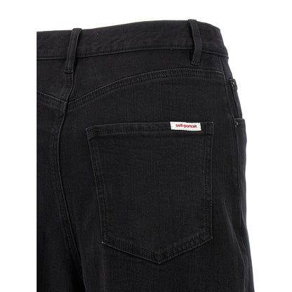 Self-Portrait Black Cotton High-Waisted Jean