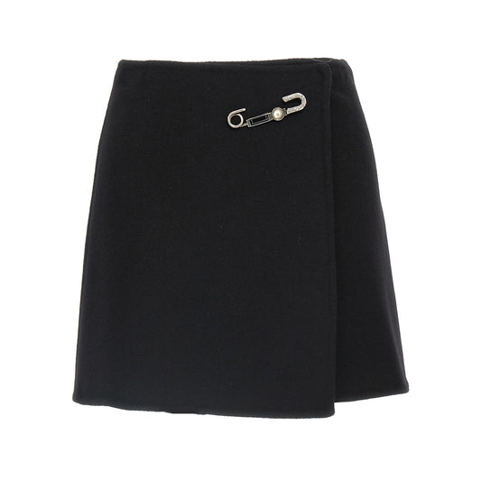 Ermanno Scervino Black Virgin Wool Long Skirt
