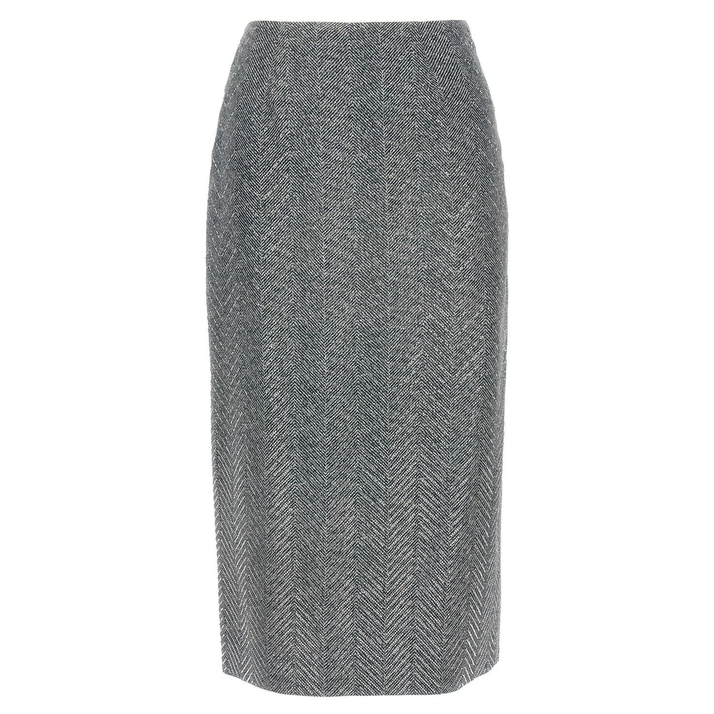 Ermanno Scervino Gray Silk Midi Skirt