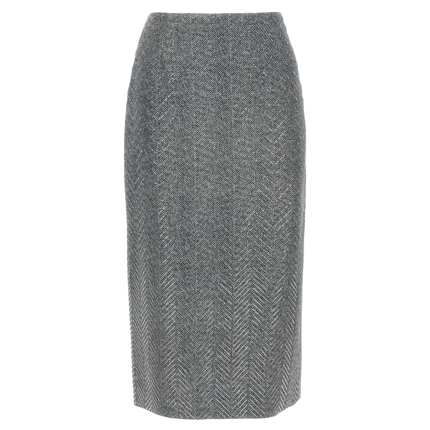 Ermanno Scervino Gray Silk Midi Skirt