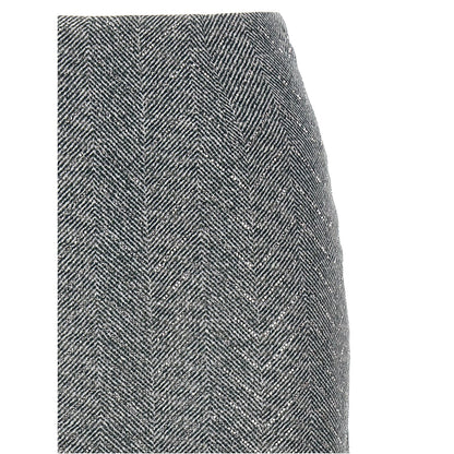 Ermanno Scervino Gray Silk Midi Skirt