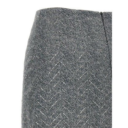 Ermanno Scervino Gray Silk Midi Skirt