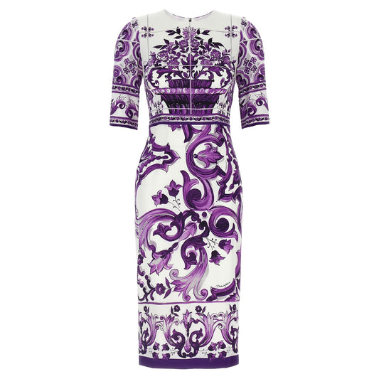Dolce & Gabbana Purple Silk Midi Dress