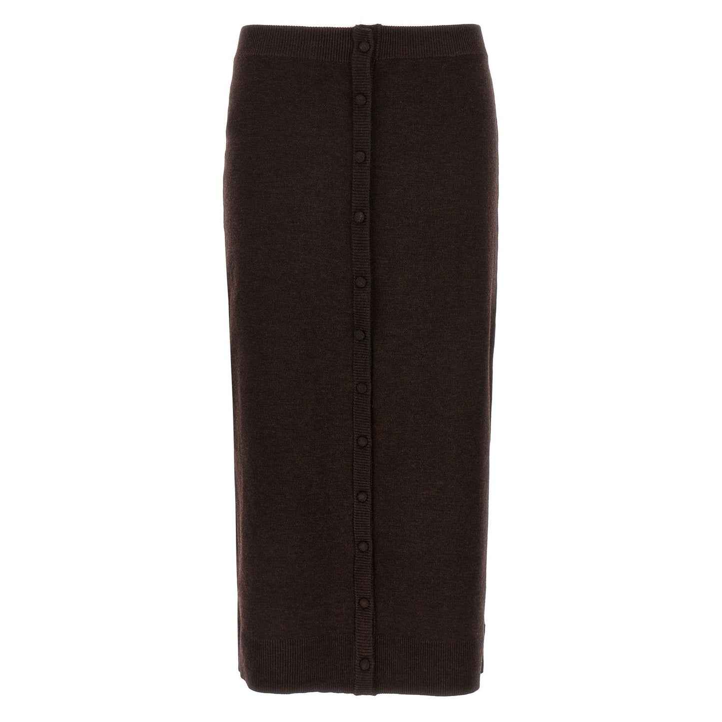 Victoria Beckham Brown Wool Midi Skirt