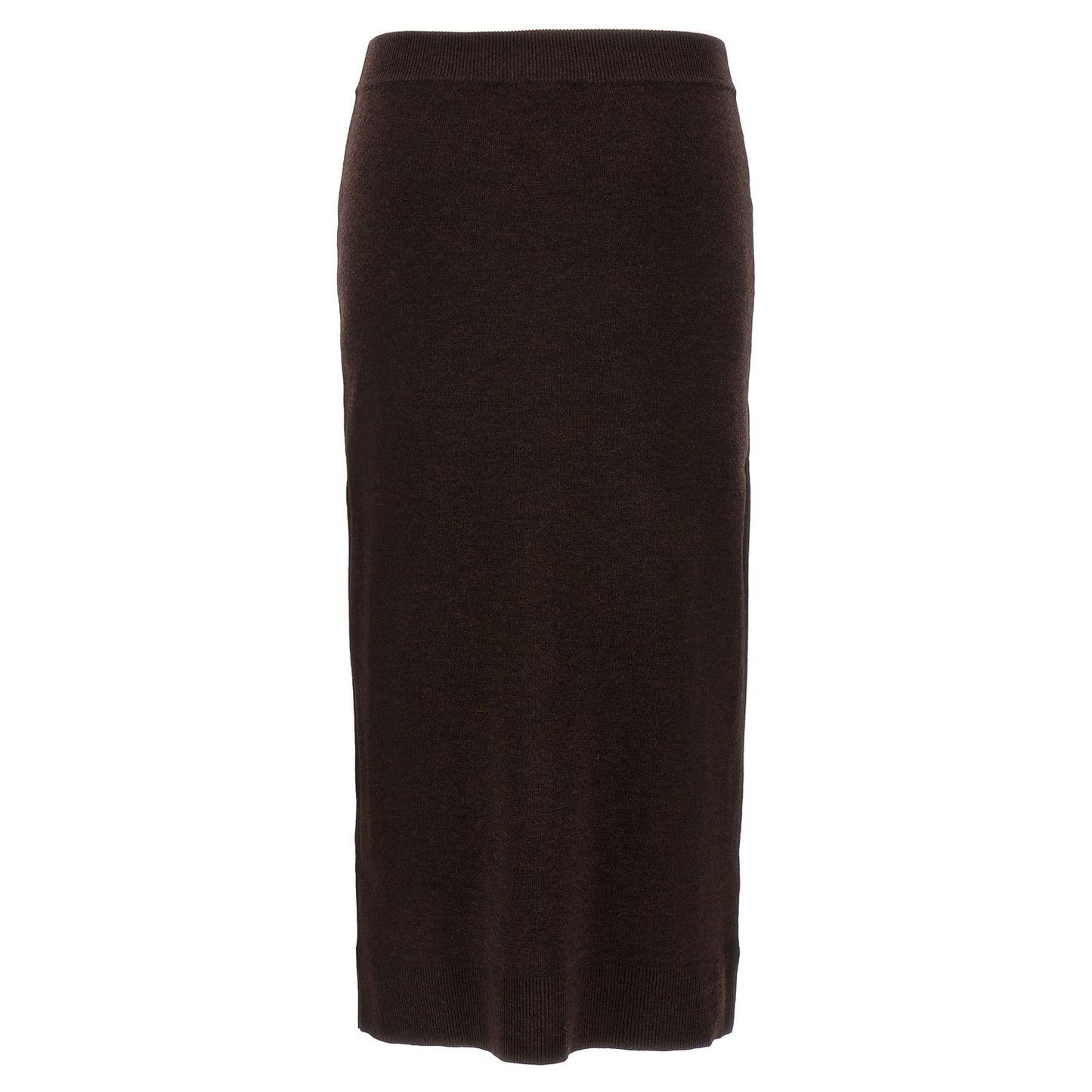 Victoria Beckham Brown Wool Midi Skirt