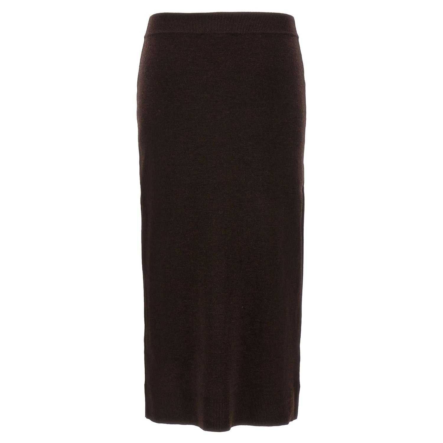 Victoria Beckham Brown Wool Midi Skirt