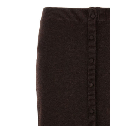 Victoria Beckham Brown Wool Midi Skirt