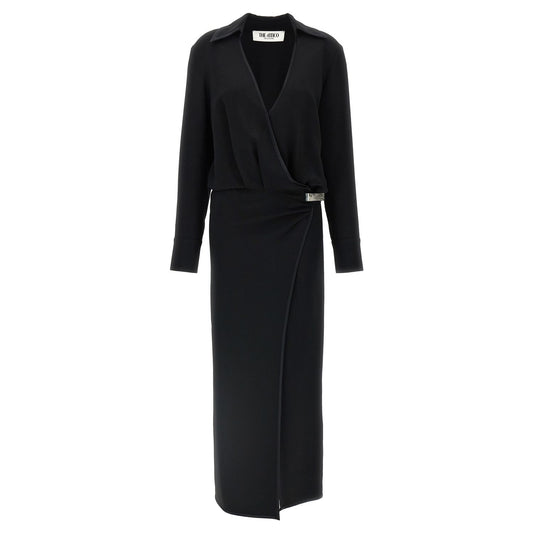 The Attico Black Marabou Midi Dress