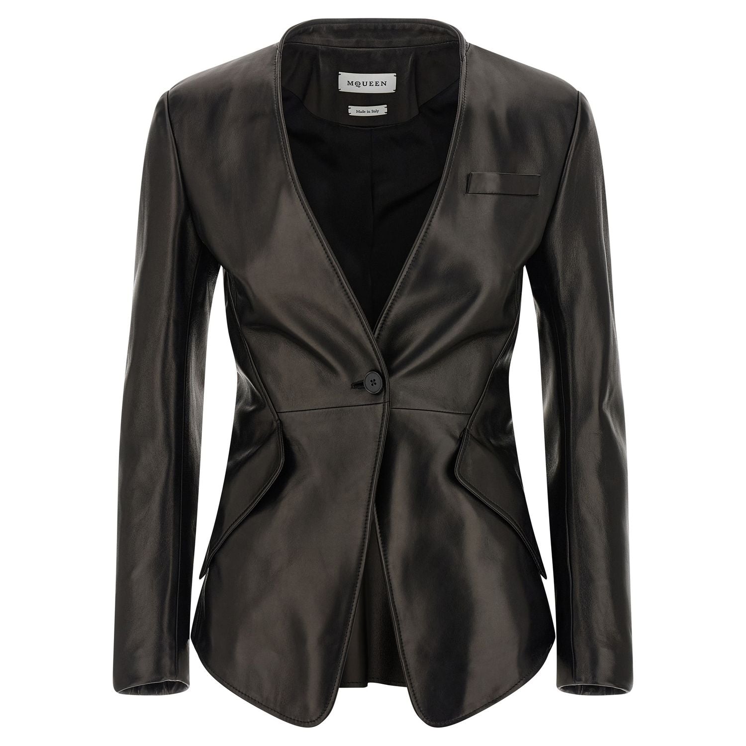 Alexander McQueen Black Lamb Leather Blazer