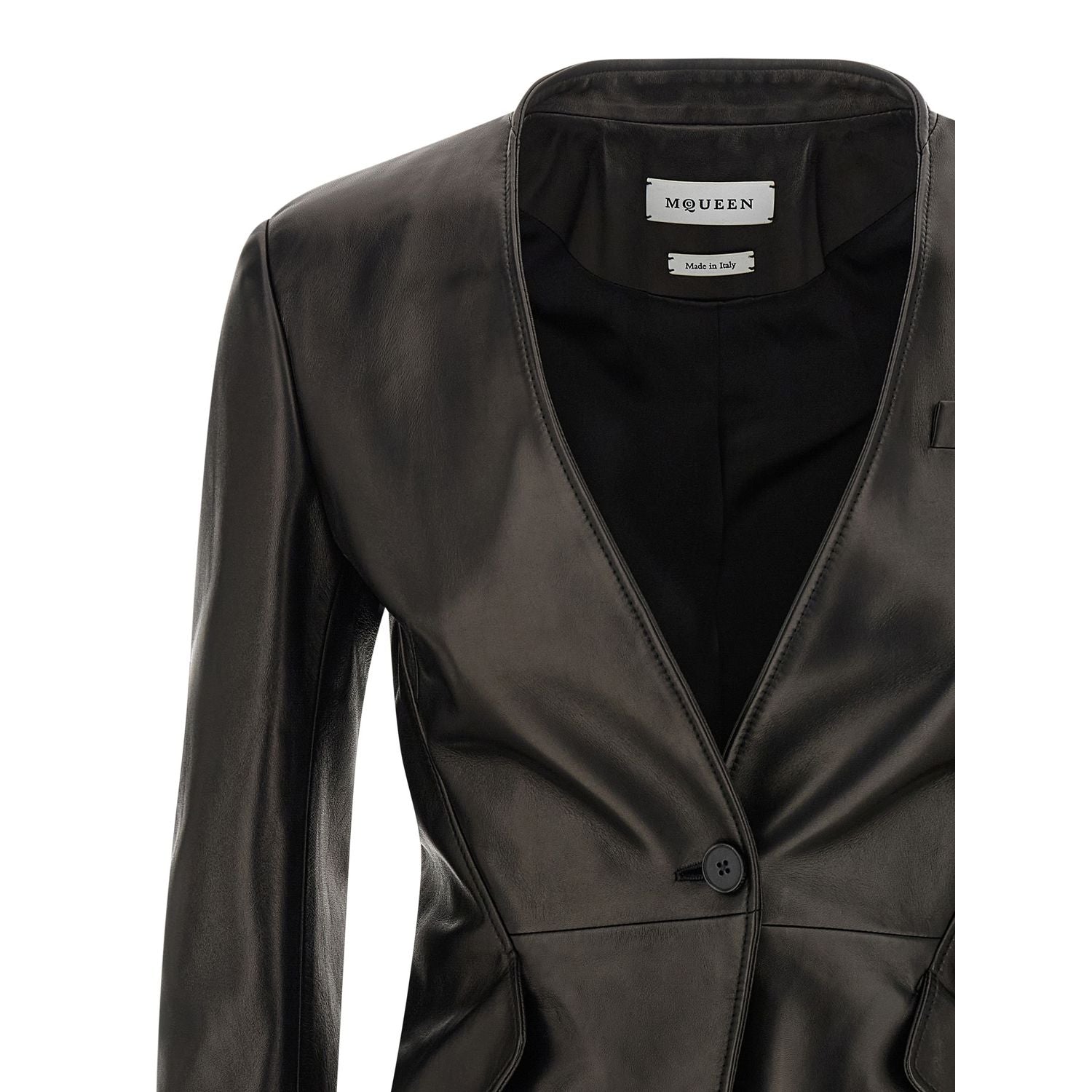 Alexander McQueen Black Lamb Leather Blazer