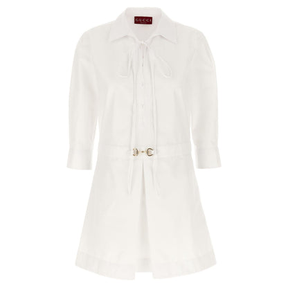 Gucci White Cotton Short Dress