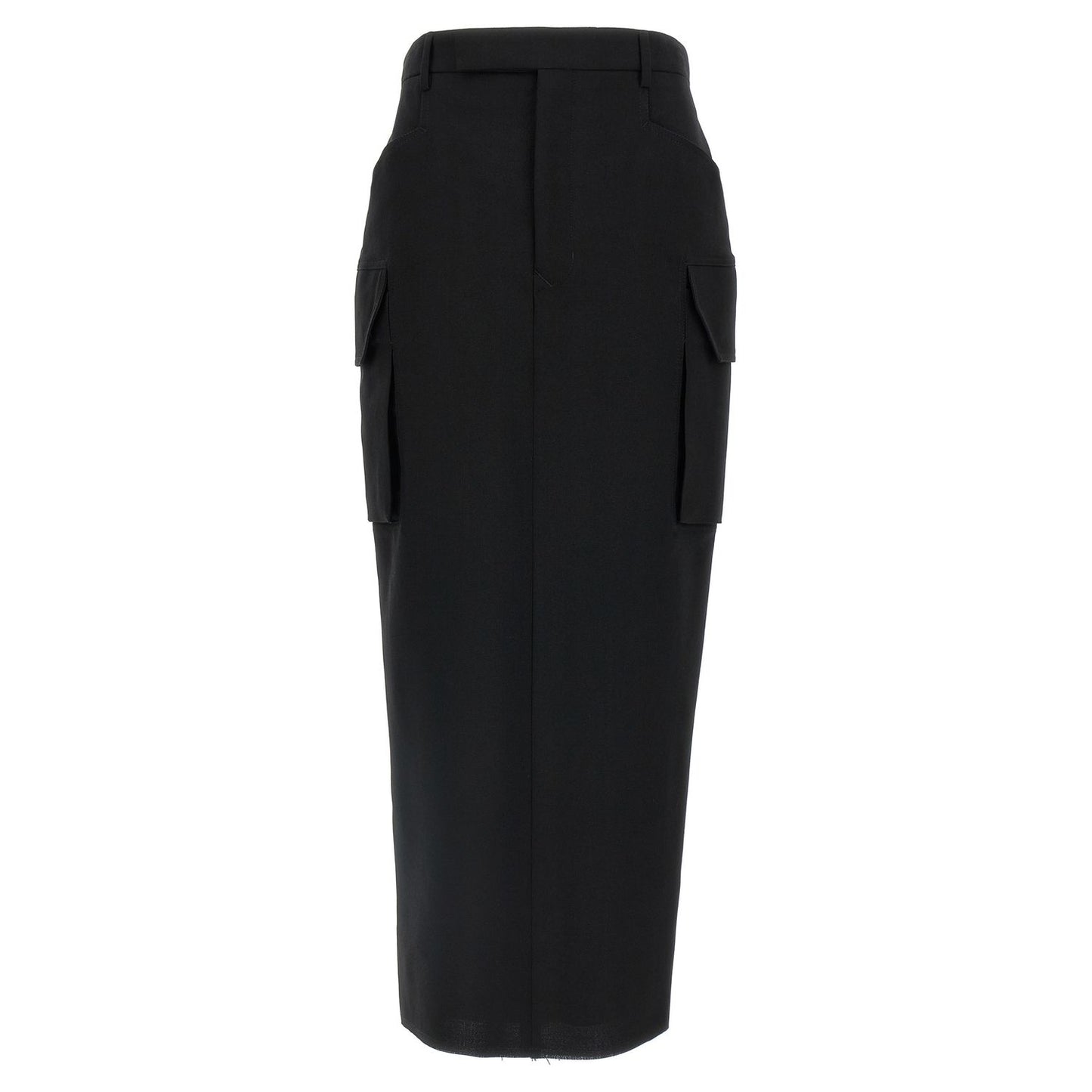 Rick Owens Black Wool Midi Skirt