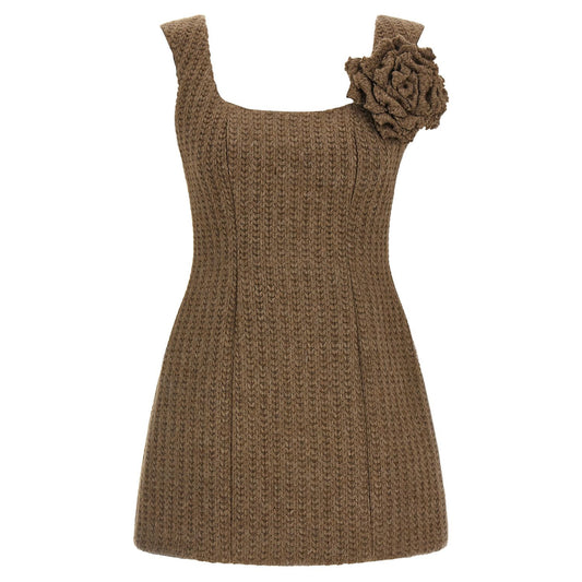 Giuseppe Di Morabito Brown Marabou Short Dress