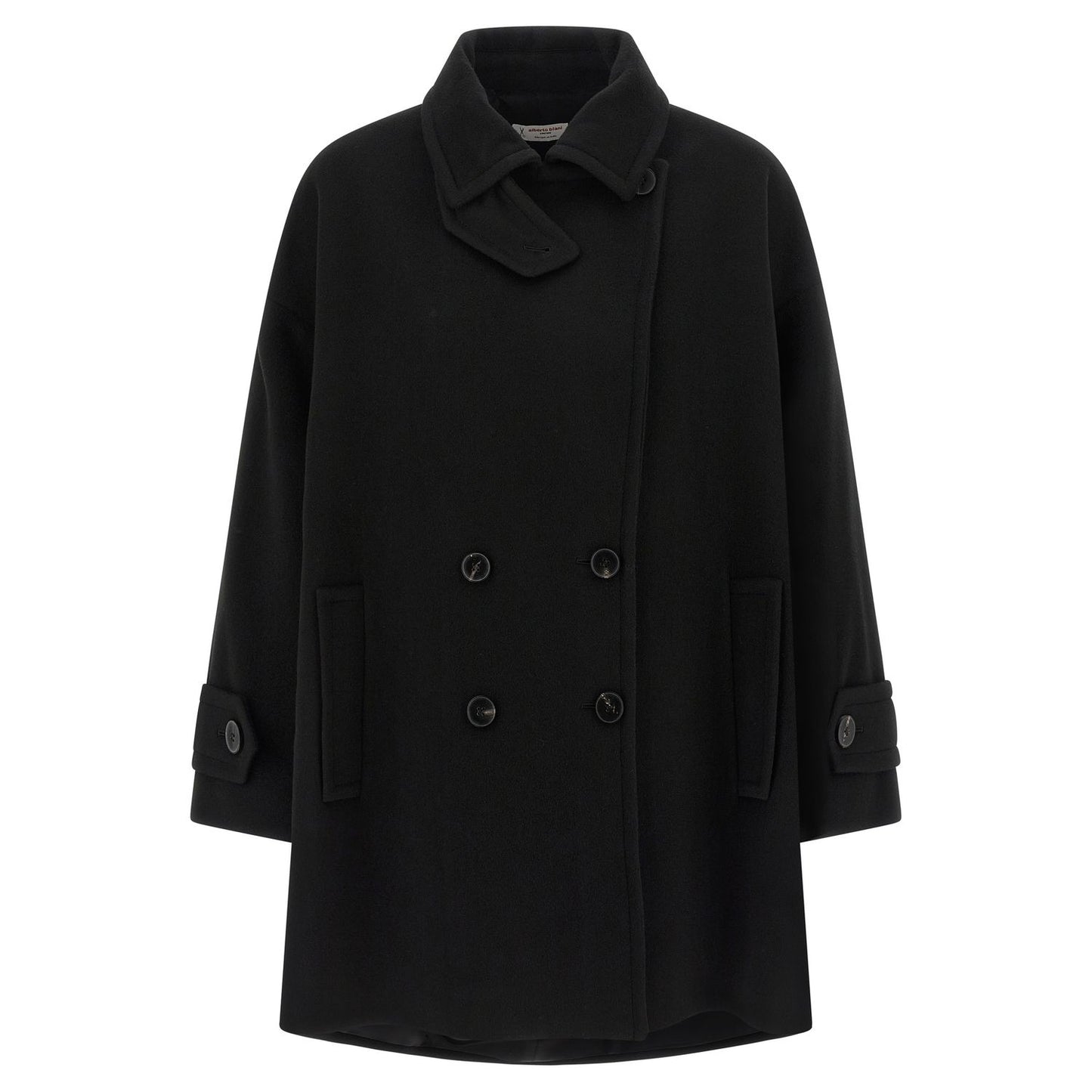 Alberto Biani Black Virgin Wool Coat