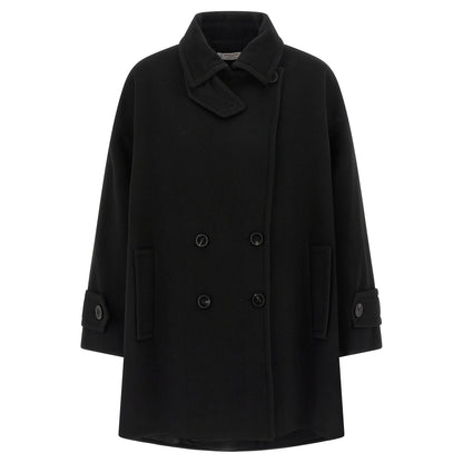 Alberto Biani Black Virgin Wool Coat