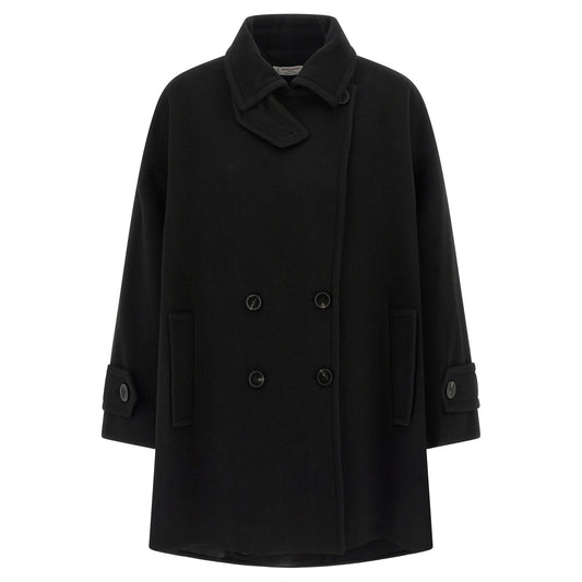 Alberto Biani Black Virgin Wool Coat