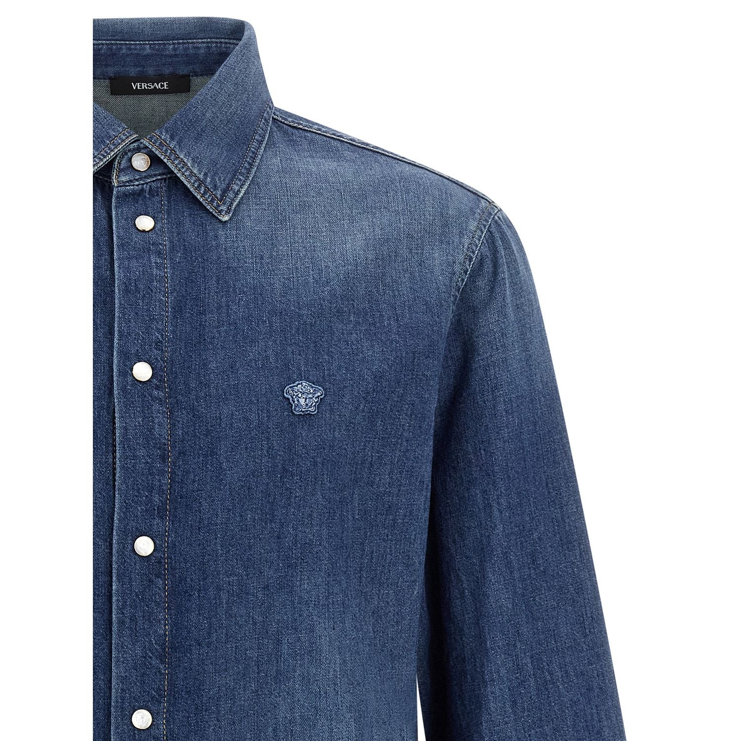 Versace Blue Cotton Blouse