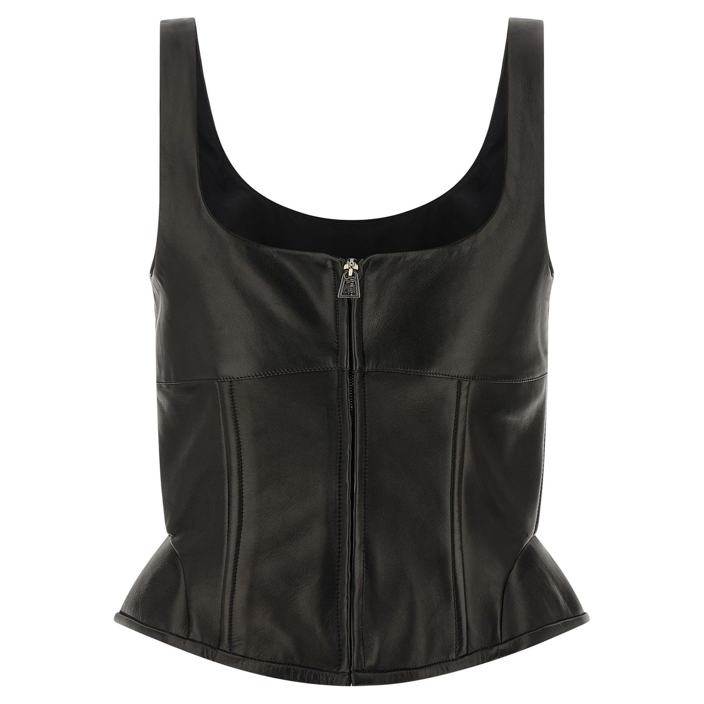 Ermanno Scervino Black Lamb Leather Tank Tops