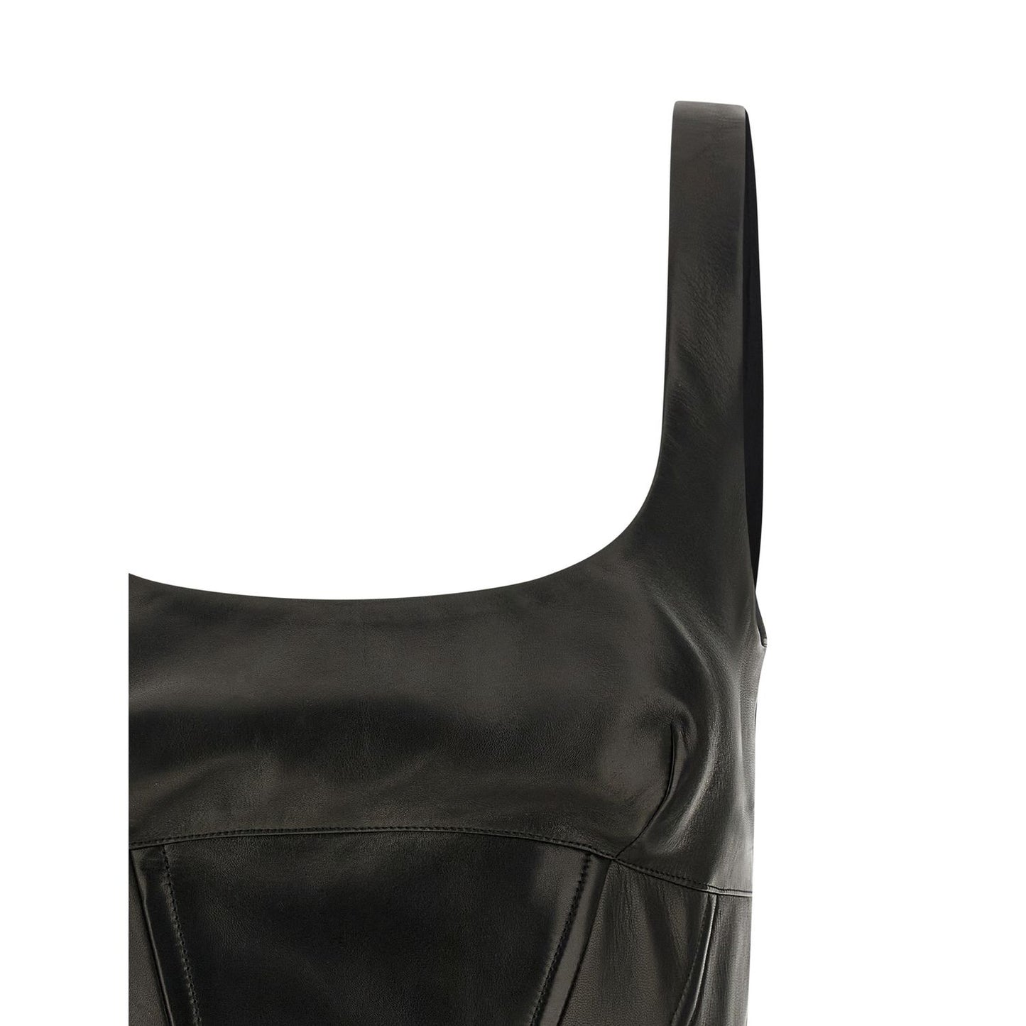 Ermanno Scervino Black Lamb Leather Tank Tops