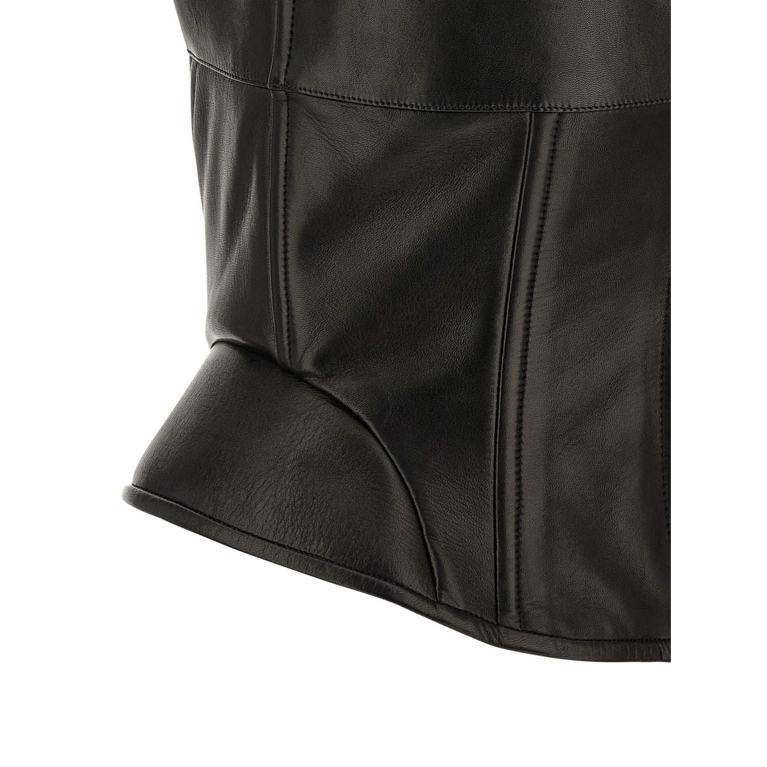 Ermanno Scervino Black Lamb Leather Tank Tops