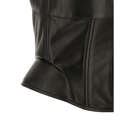 Ermanno Scervino Black Lamb Leather Tank Tops