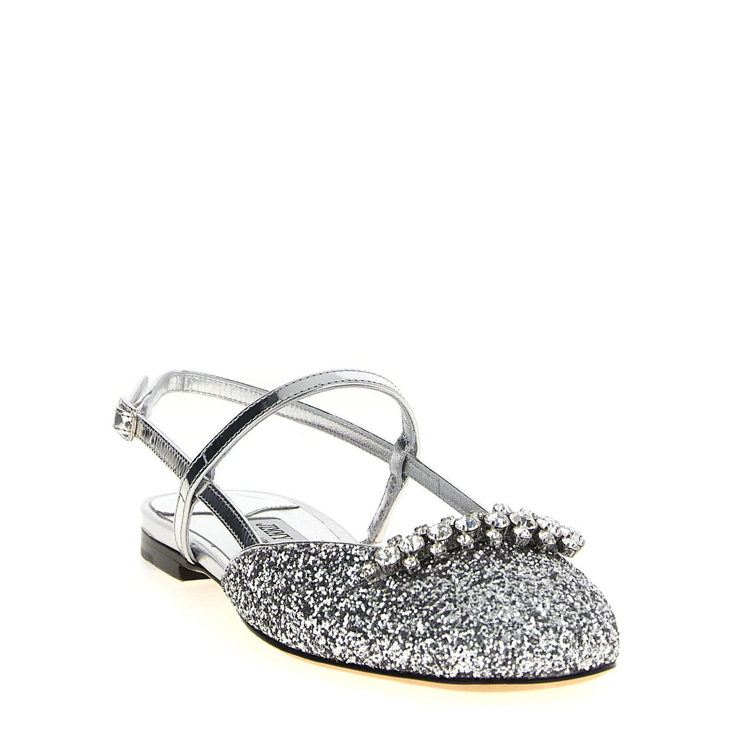 Jimmy Choo Silver Tencel Ballet Flats